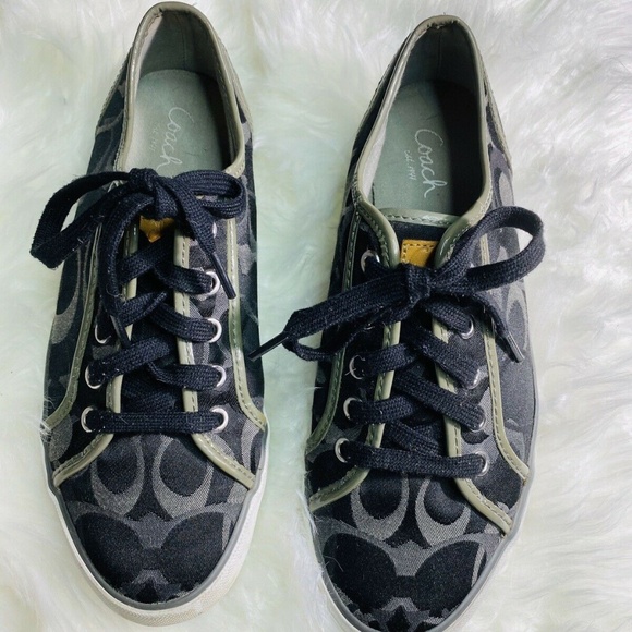 Coach Shoes - COACH Dee Black Gray Signature C Logo Shoe Women 8